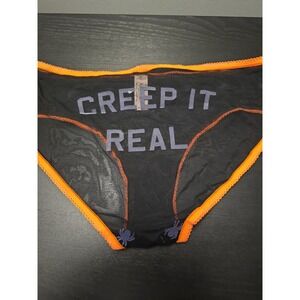 Victoria's Secret Medium Halloween Edition Rare Creep It Real Spiders Mesh Panty